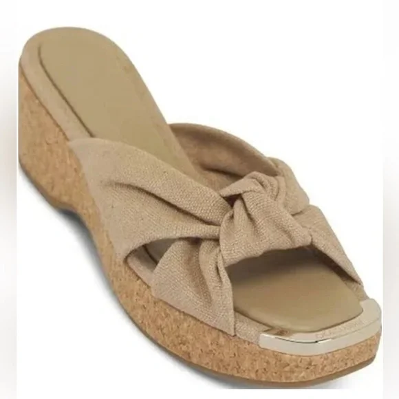 NEW JIMMY CHOO Avenue Crisscross Wedge Slide Sandals - Picture 2 of 12